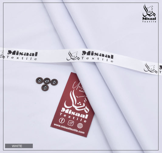 Misaal Textile branding on fabric, ribbon, and tag against a white background
